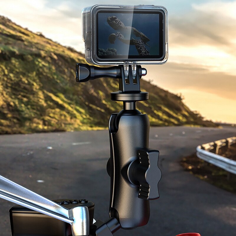 Motorcycle Riding Camera Holder Rearview Mirror Rod Adjustable Aluminum Alloy Fixed Bracket