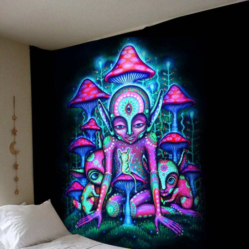 3d Print Trippy Paddestoel Tapestry Hippipe Kleurrijke Art Muur Opknoping Wandtapijten (95*73Cm/150*100cm/150*130Cm/200*150Cm)