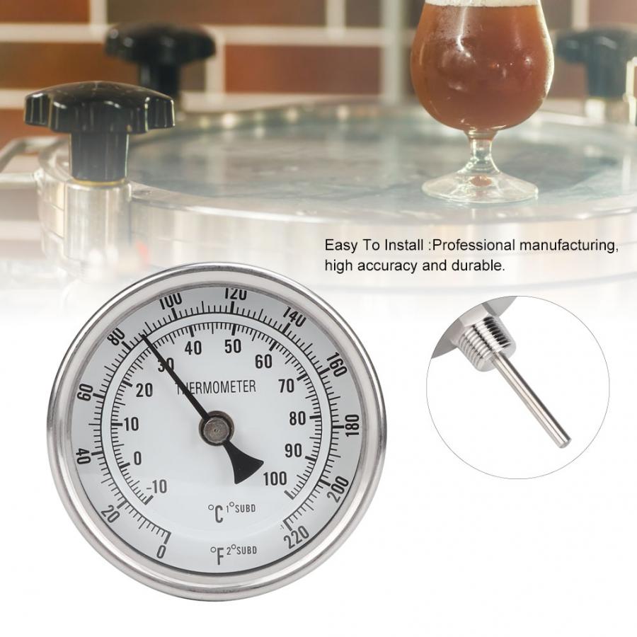 Termómetro de acero inoxidable NPT de 1/2 "para fermentación de cerveza en el hogar, termómetro con esfera de Metal