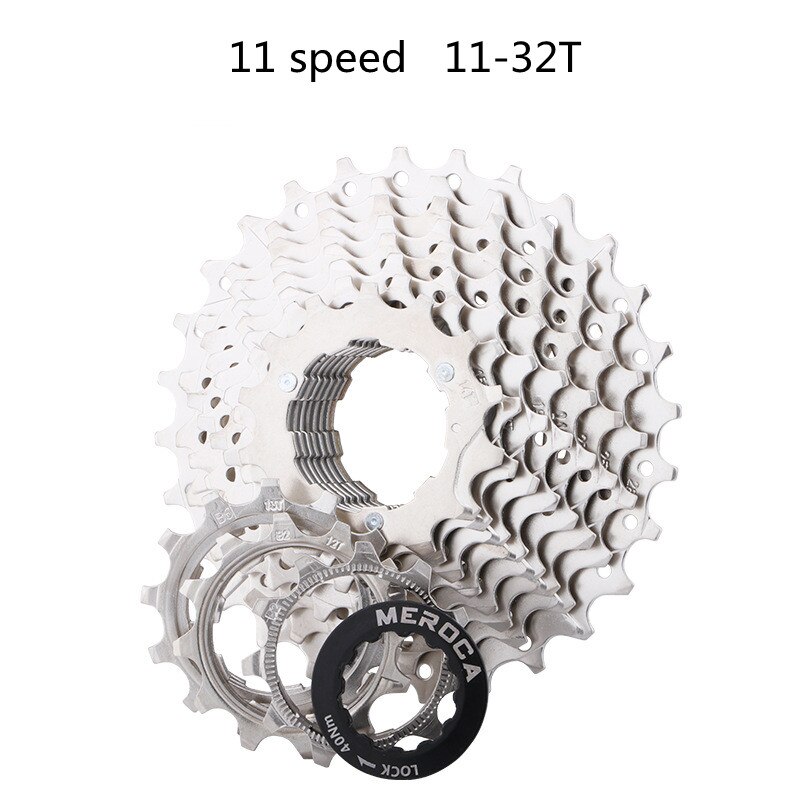 Road bike cassette 8 9 10 11speed 11T 25T 28T freewheel silver BMX cassette 8 9 10 11 speed: 11 Speed  11-32T