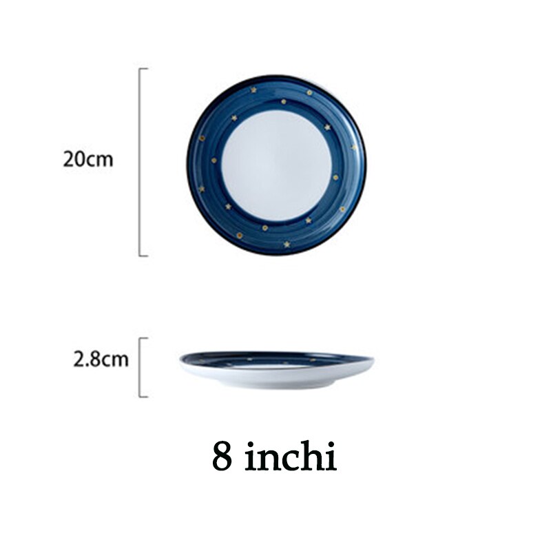 10 inch starry sky ceramic plate fruit is vegetable salad dessert plate dinner steak plate household kitchen tableware: A