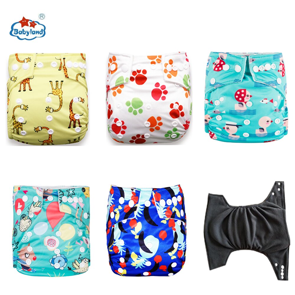 Fralda Ecologica Babyland Eco-Friendly Bamboo Charcoal Diapers 5pcs/set Washable Baby Nappy Pocket Diapers Covers For 3-15KG: Neuture B Model