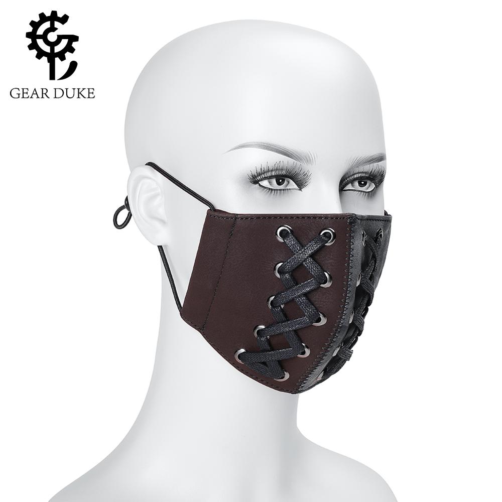 GearDuke femmes Punk Rock Rivet cuir masques personnalité coupe-vent Motobike masque Halloween fête Steampunk suspendus masque d'oreille