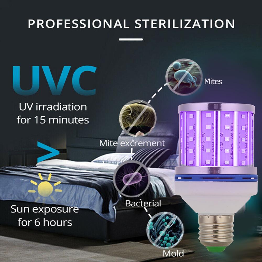 30W/80W UVC Ozone Germicidal Lamp Corn Lamp Timing Remote Control Ozone Portable Disinfection UV Sterilizer Mites Light