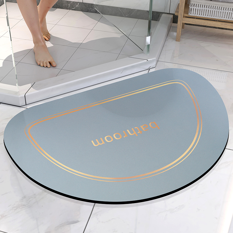Super Absorbent Bathroom Mat Quick Drying Diatom Floor Mat Easy To Clean Door mat Oil-proof Kitchen rug Non-slip Entrance carpet: Arc Grey