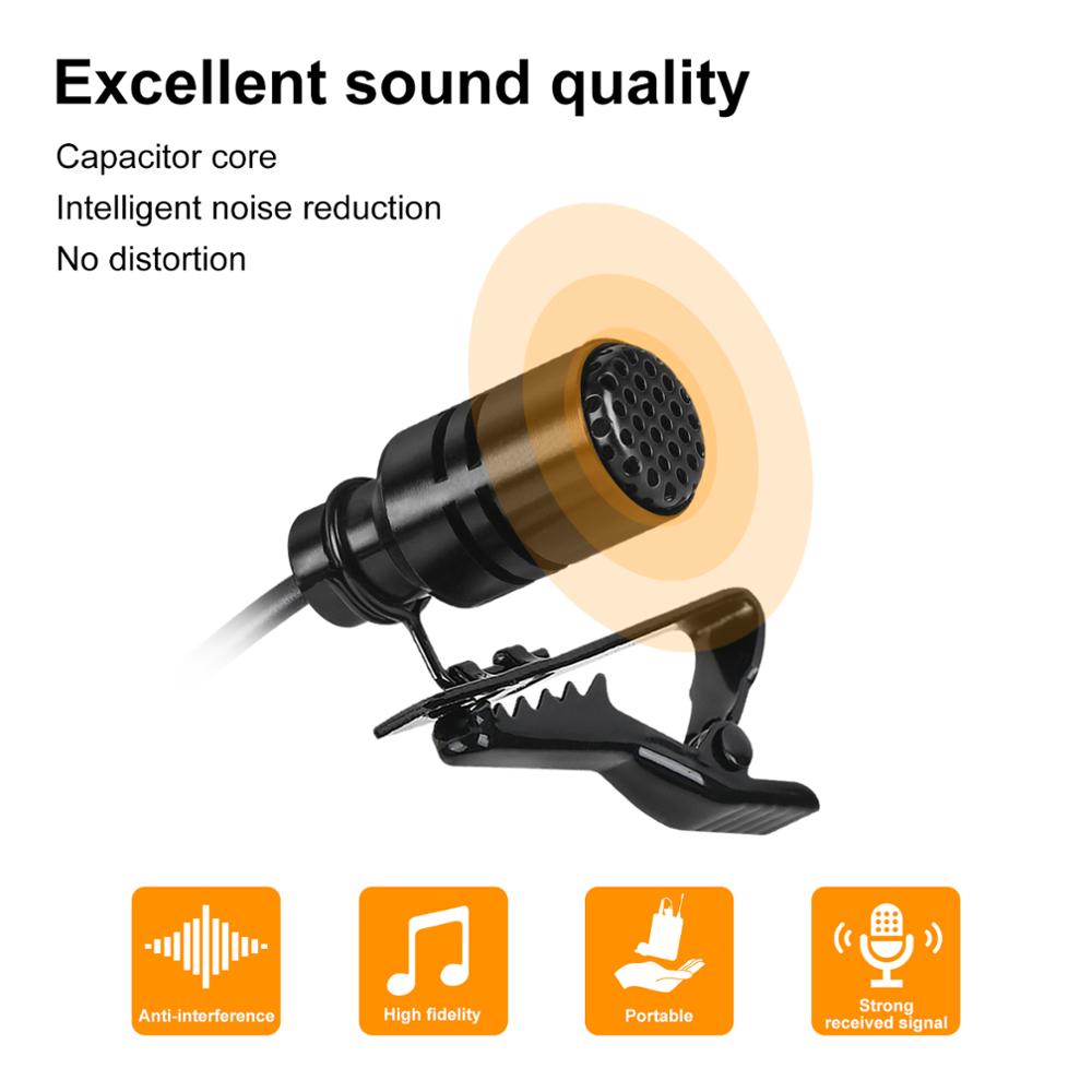 XTUGA Wireless Lavalier Microphone Camera Mic with Mini Rechargeable Receiver for Phones SLR Cameras Interview Live Recording