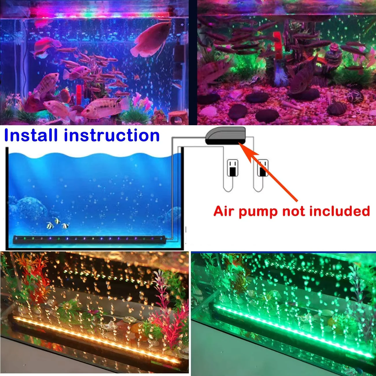 Aquarium LED Kleurrijk Licht Aquarium Dompelpompen Verlichting Waterdichte Bubble Lights voor Aquariums Aquarium Verlichtingsbenodigdheden