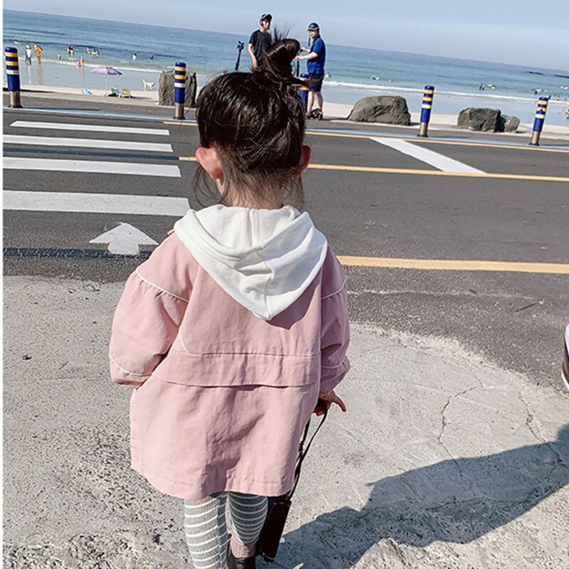 Spring Jackets for Girls Kids Girl Long Jacket Coat Cardigan Zipper Windbreaker 2-7Yrs Children Clothes Girl Trench Coat: Pink / 6T