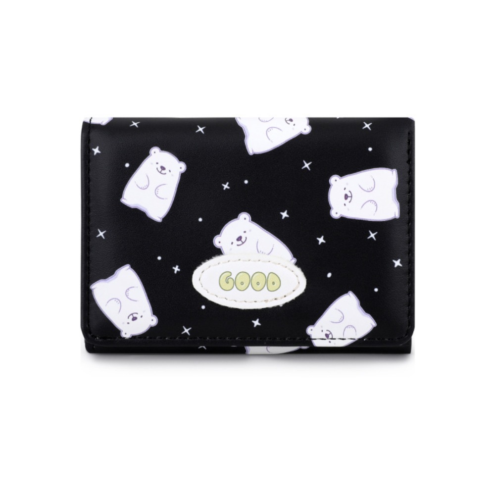 Kreative Bär Drei-fach Brieftasche Cartoon Koreanischen Stil Kurze Brieftasche PU Leder Karte Halter Frauen Geldbörse Student: green