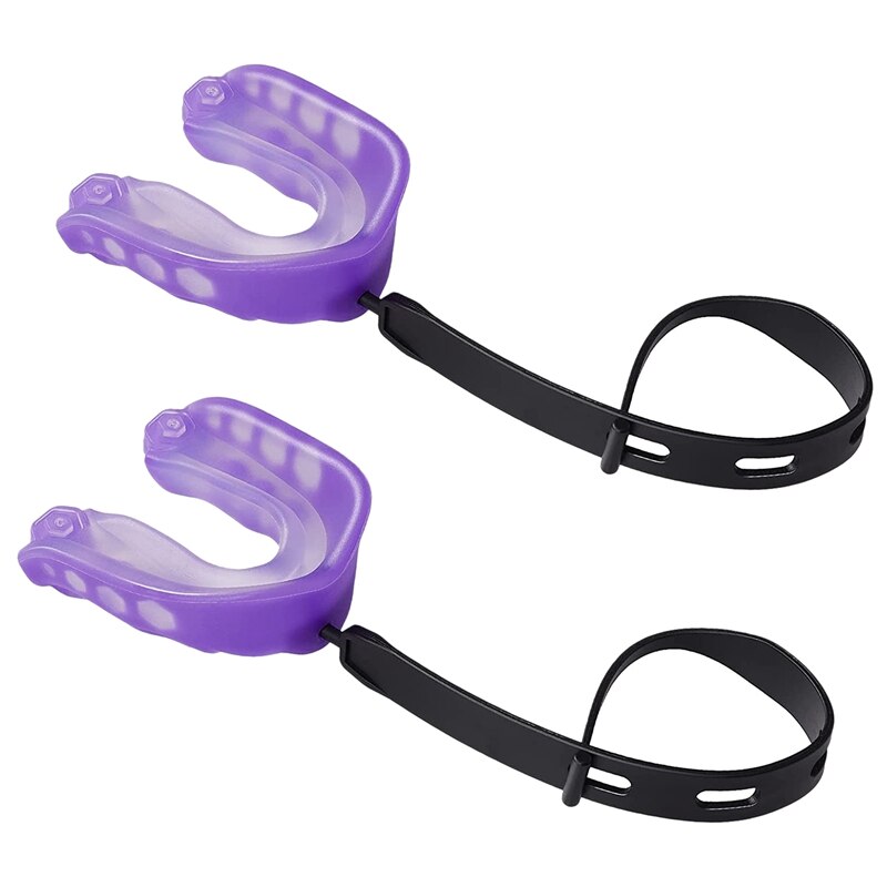 ELOS-2Pcs la protezione di bocca di calcio con la cinghia, bocchino molle di calcio della protezione di bocca della gioventù, protezione di bocca di sport per la boxe, Rugby: Blu scuro con il rosso