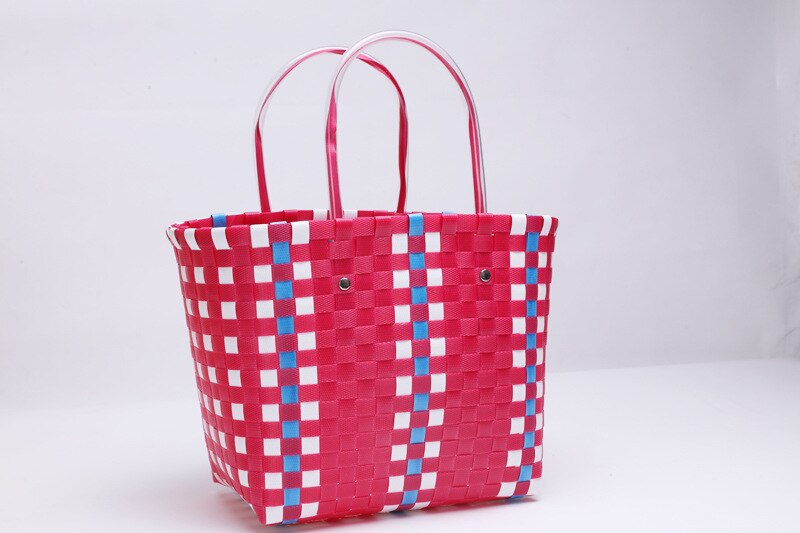 Wicker Basket Top-handle Bags Women Straw Rattan Woven Beach Handbag Totes For Female Leisure Shopping Bag: SJ005-05