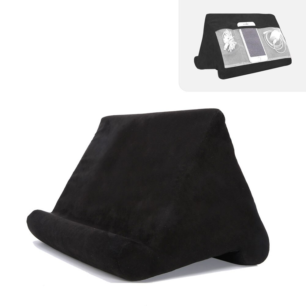Zachte Spons Kussen Tablet Stand Voor Ipad Samsung Huawei Xiaomi Tablet Houder Mobiele Telefoon Ondersteuning Bed Kussen Ebook Reader Pad: black