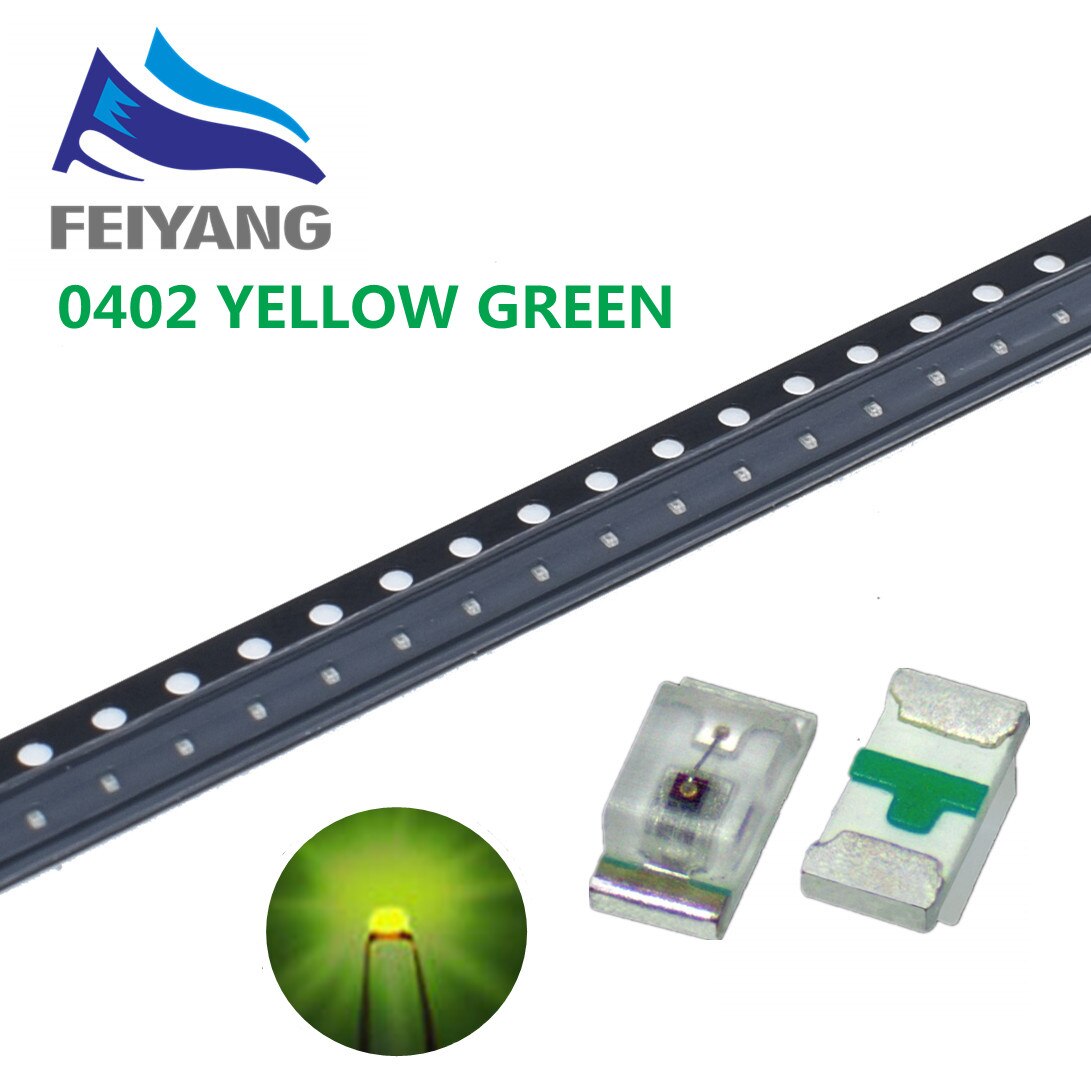 3000PCS 0402 SMD LED light-emitting diode smd Red Yellow Blue Green White Warm White 0range RGB 1.0*0.5*0.4MM 1005 super bright: YELLOW GREEN
