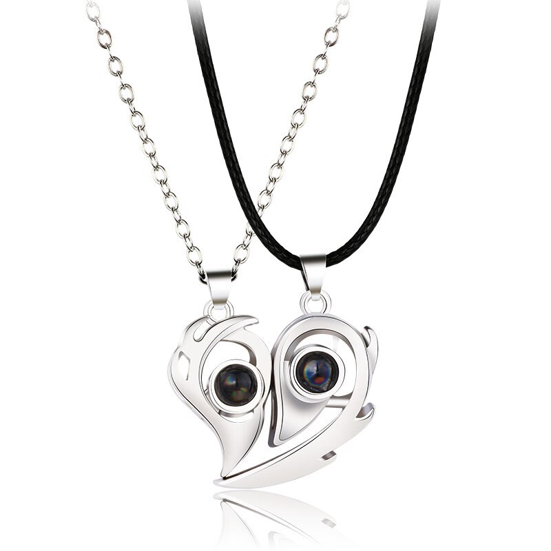 Couple Matching Necklace Sun Moon Heart Magnetic Paired Pendant Jewelry Chain Geometry Choker Lover 2 PCS/Set: Style 10