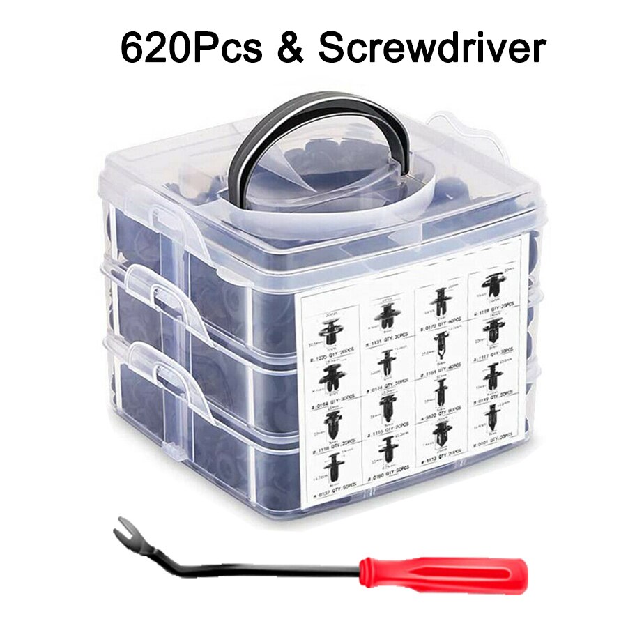 Besper 50-650 Pcs Auto Fastener Clip Mixed Car Body Push Retainer Pin Rivet Bumper Door Trim Panel Retainer Fastener Kit: 620 Pcs with Tool