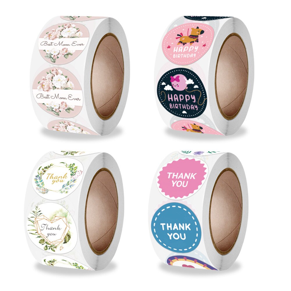Rolled Bloemen Verjaardag Dank U Stickers Voor Moederdag Decoratie Envelop Seal Sticker Labels