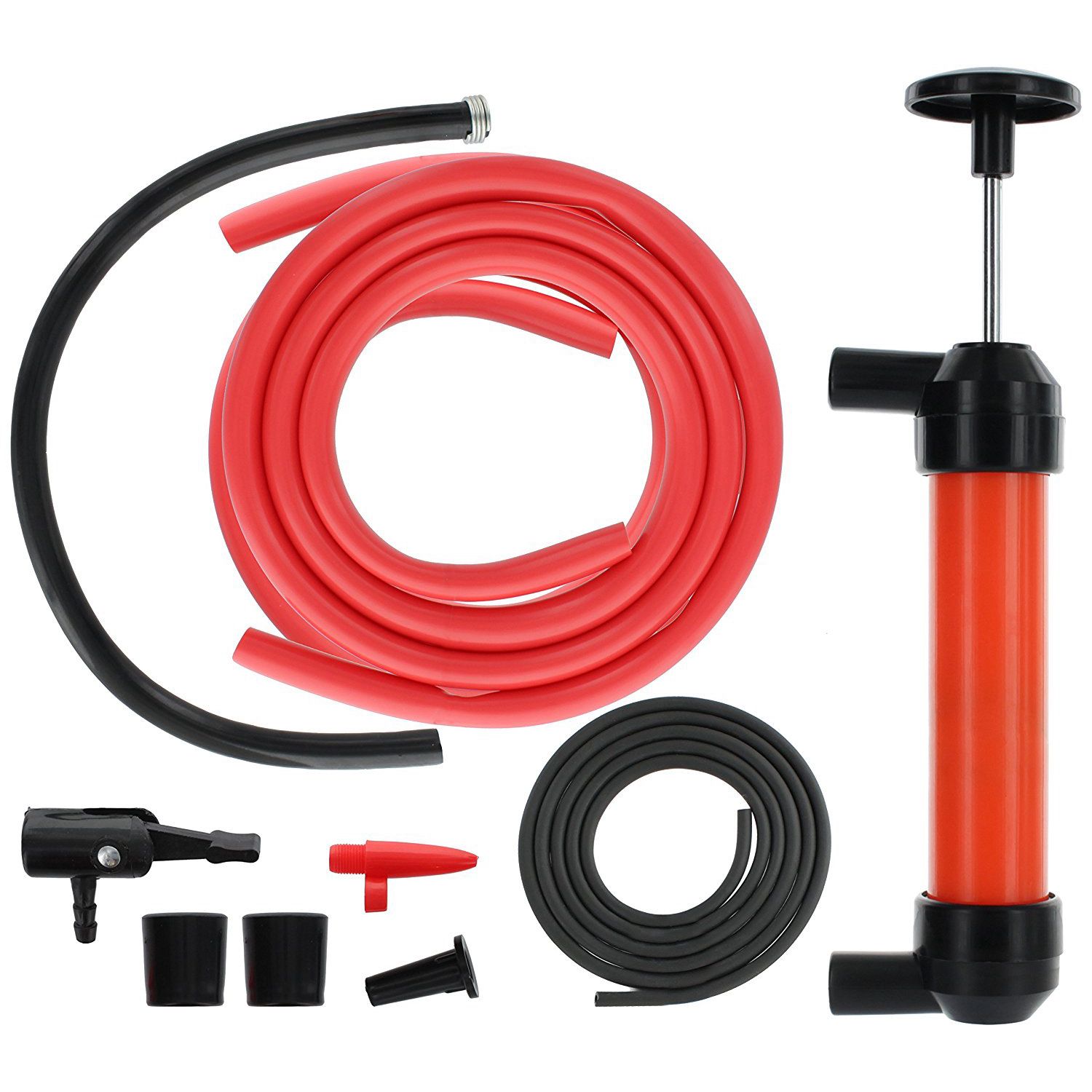 Multi-Purpose Siphon Transfer Pump Kit, with Dipstick Tube | Fluid Fuel Extractor Suction Tool for Oil, Gasoline, Wate