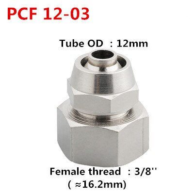 1PCS Internal Thread Straight Through Copper Material Pneumatic Screw PCF Quick Connectors Fitting Gas Hose One Touch Push Into: 12-03