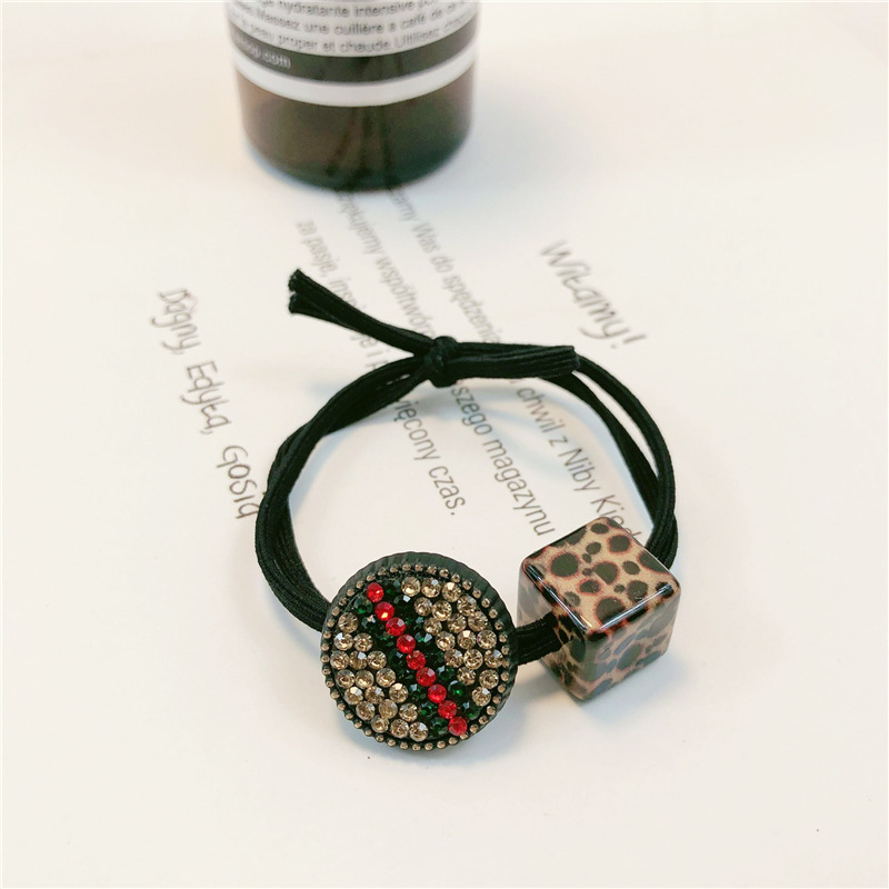 Colorful Leopard Print Big Ball Hair Accessories Hair Ties Headdress For Women Colored Grape Elastic Hair Bands Rubber Bands: Shiny crystal 4
