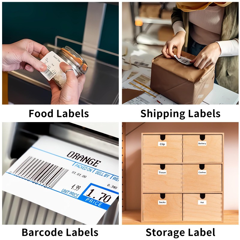 Thermal Labels 20/30/40/50 White Blank Thermal Printer Labels SKU Barcode Labels, Self-Adhesive Address Labels Stickers