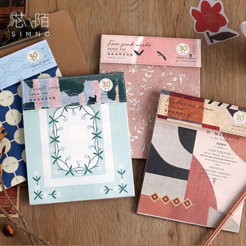 Papel de fondo para manualidades, 30 Uds. De animales del bosque, mezcla de Material, papel, planificador, álbum de recortes, Vintage, decorativo