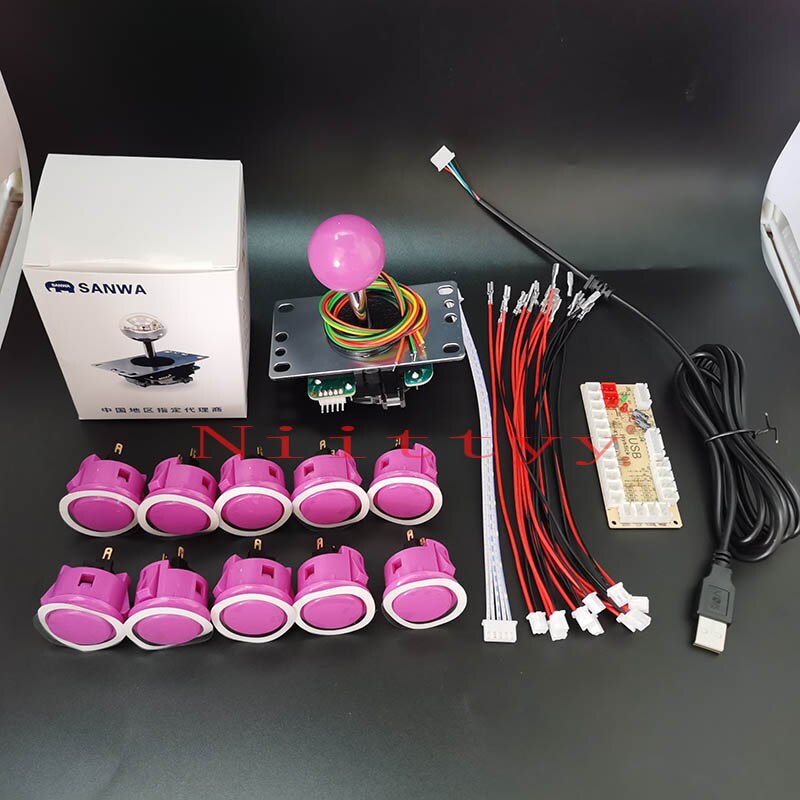 Japan Original Sanwa JLF-TP-8YT Joystick Original Sanwa Japan JLF-TP-8YT OBSF-30 Push Button USB to PC Zero Delay Encoder: Purple