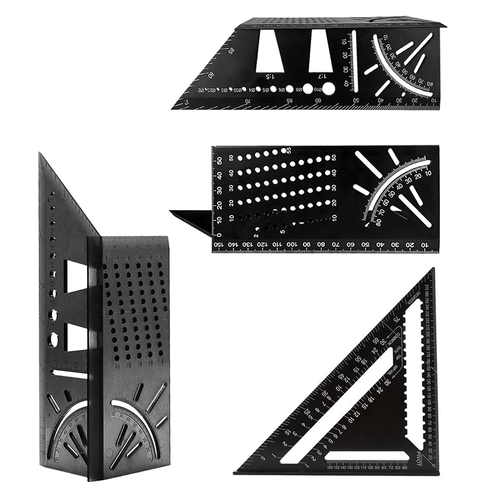 Angle Ruler 45+90 Degree Metric Measuring Triangle Angle Ruler Protractor Gauge for Woodworking Building Framing Tools Gauges