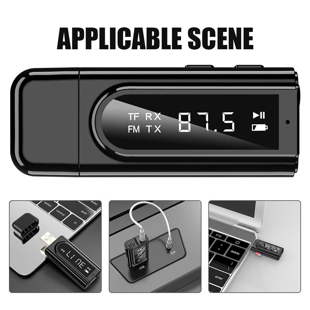 K9 Bluetooth 5.0 Adapter AUX USB For TF Card MP3 Player Home Stereo TV PC Cell Phone Headphones Car FM Transmitter Receiver