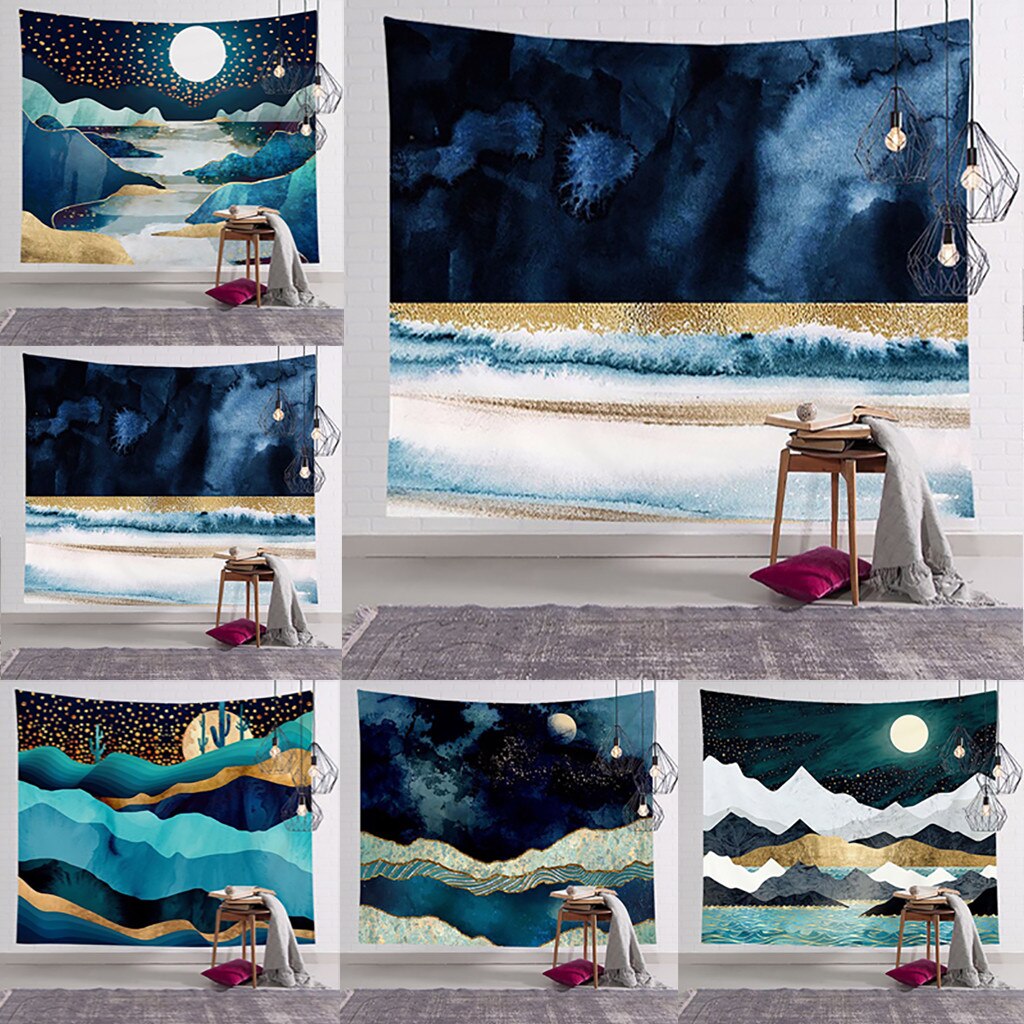 Tapestry Ocean Beach Wall Hanging Landscape Beach Decoration Blue Cloud Landscape Blanket Polyester Wallpaper#y30