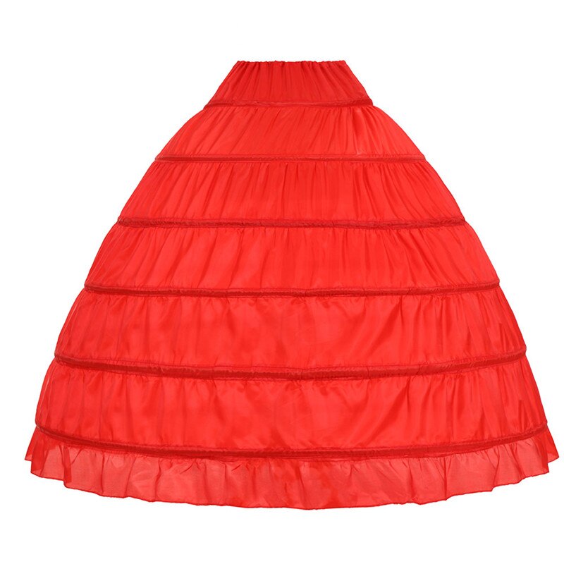 Lace Edge 6 Hoop Petticoat Underskirt For Ball Gown Wedding Dress 110cm Diameter Underwear Crinoline Wedding Accessories: Red