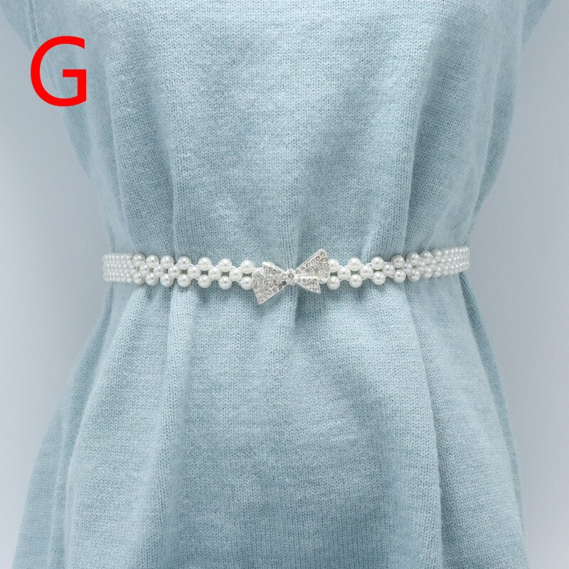 Versatile Waist Belt Pearl Diamond Flower Waist Chain Dress Belt Women Belt Wedding Pearl Female Belt: G
