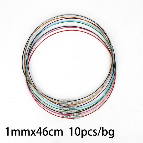 10 Stks/partij 46Cm Multicolor Gemengde Zilver Kleur Rvs Schroef Choker Ketting Draad Snoer Voor Diy Kettingen Craft Sieraden: Mix color random