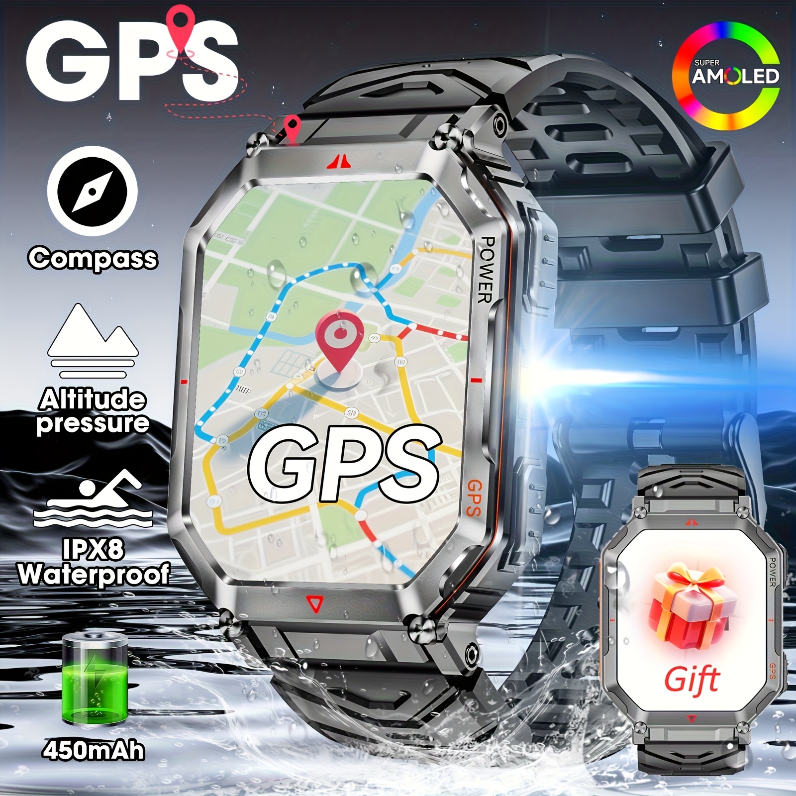 2025 Nuovo GPS SmartWatch Da Uomo Incorporato ChatGPT AI Assistente Bussola Altimetro Barometro Esterno 3ATM Impermeabile sport Smartwatch