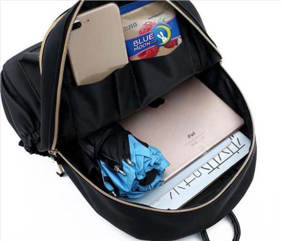 Stor kapacitet af tasker kvinder sort lille rygsæk rejser oxford klud skuldertaske damer sorte lynlås rygsække