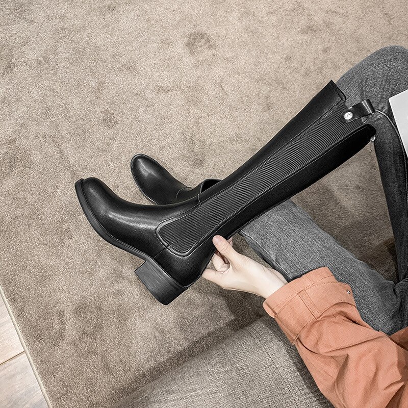 Grote maat 44 overknee laarzen dames overknee laarzen dames zwarte slanke warme schoenen hakken dames pu leren schoenen