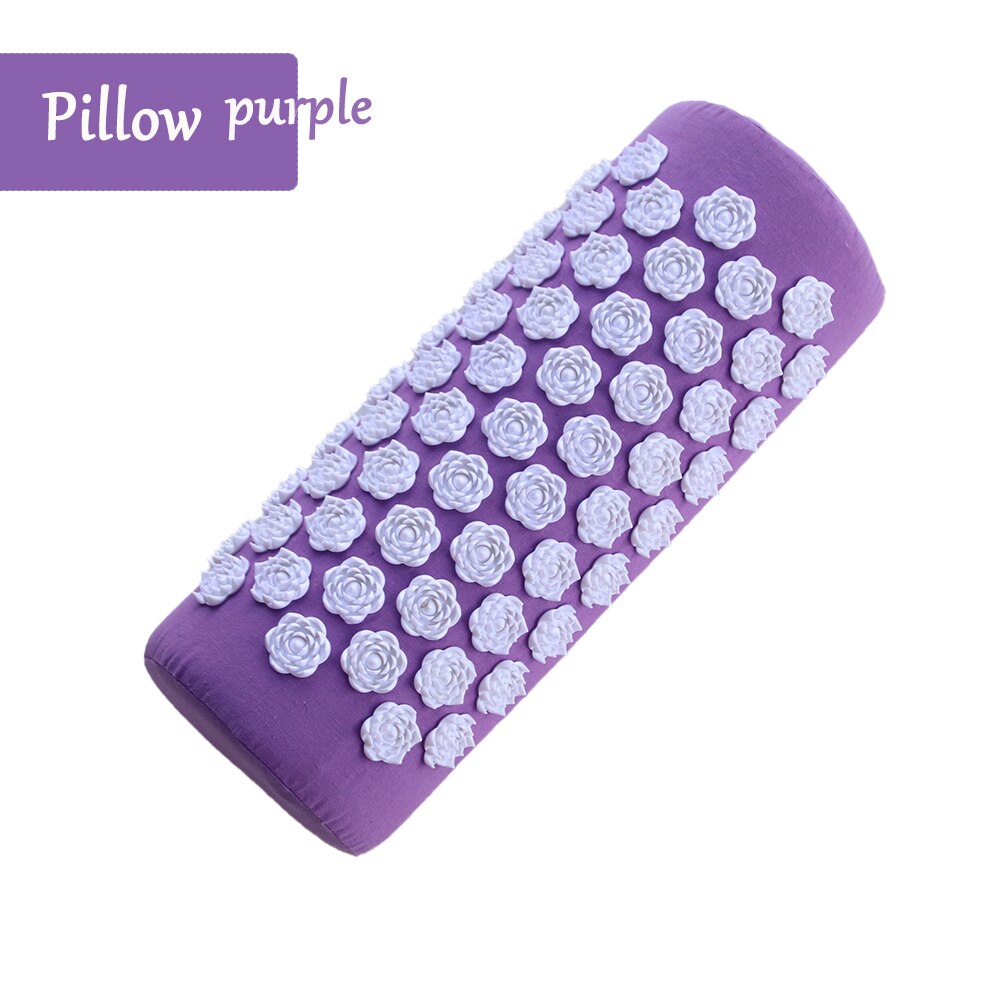 Lager Yoga Acupressure Mat and Pillow Set, with Bag,Non Slip ,Back and Neck Pain Relief and Muscle Relaxation Massage Cushion: PURPLE Pillow