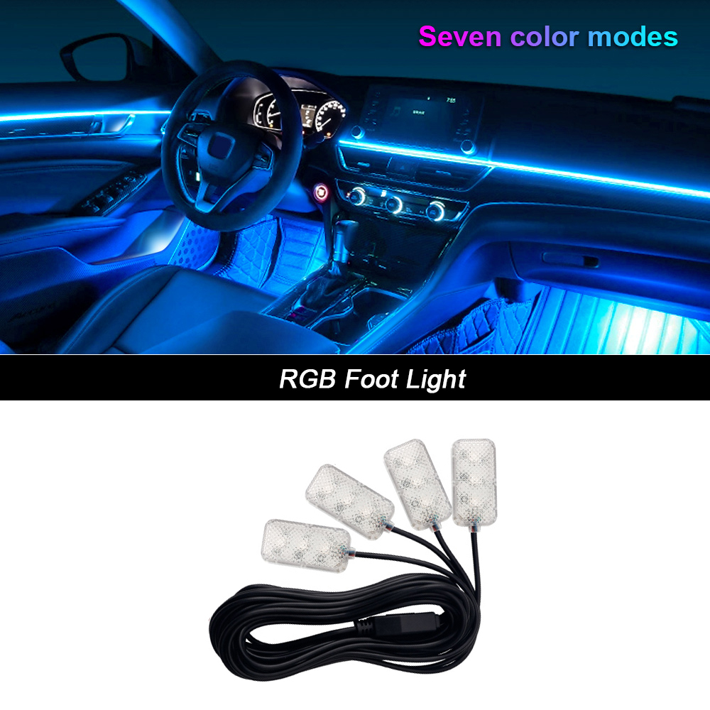 Luz ambiental para coche 18 en 1, tiras acrílicas de 64 colores, 110cm, 90cm, 75cm, 35cm, 20cm, colores completos, RGB, Interior del coche, Control por aplicación Bluetooth: Rosa
