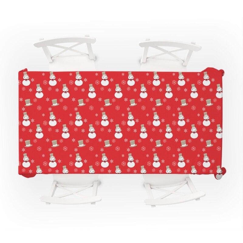 Christmas Waterproof Polyester Tablecloth Cartoon Santa Print Table Cover Decor