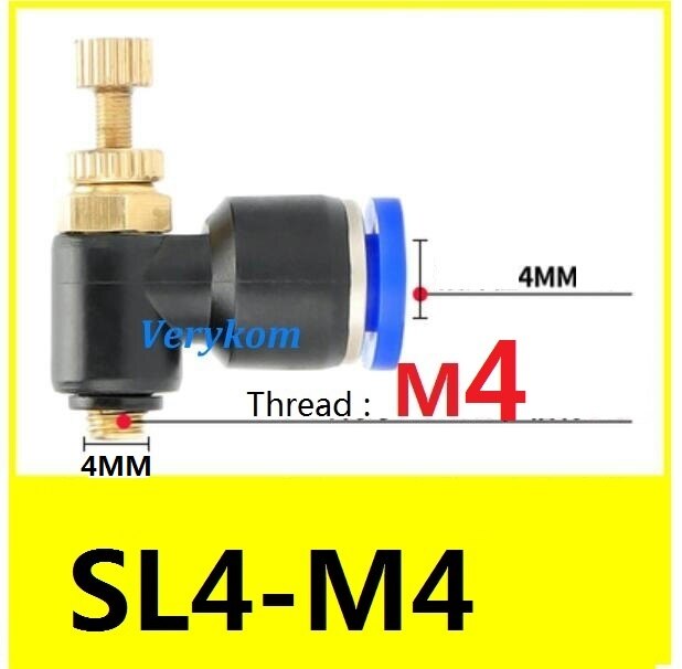10pcs/lot SL6-M5/M6/M8 SL4-M3 SL8-M5 PSL6-M5 SL4-M5 Pneumatic Cylinder Throttle Valve Air Speed Controller Flow Adjuster PSL4M5A: SL4-M4A