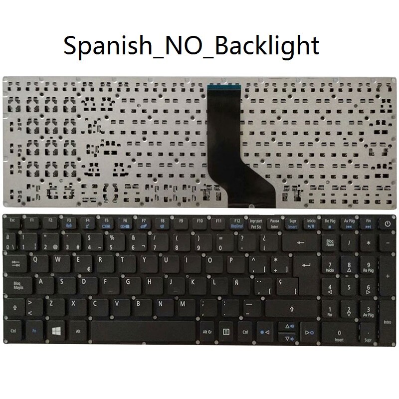 Teclado de EE. UU./REINO UNIDO/Sp/español para Acer Aspire E5-573-557U, E5-573T, E5-573G, E5-573TG, E15, E5-523, E5-523G, E5-575, E5-575G: SP NO Backlight