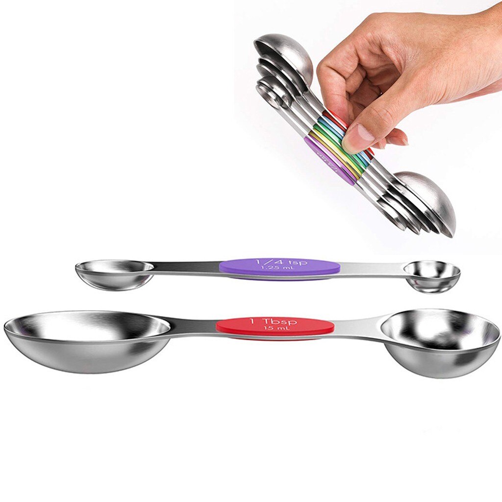 Fast ShippingPractical and Durable 5pcs Measuring Cups and Spoons Set Stainless Steel Kitchen Tool Baking Teaspoon