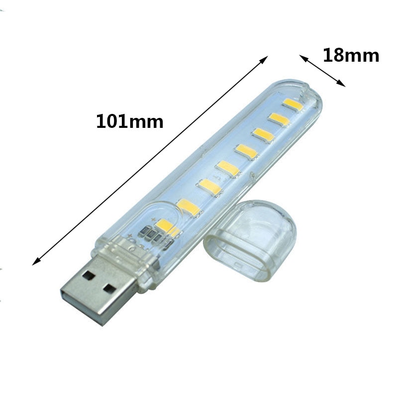 USB Led Lamp Mini Draagbare Bright Book Light Met 8 Leds Leeslamp Voor Power Bank PC Laptop Luminaria Emergency night Lights