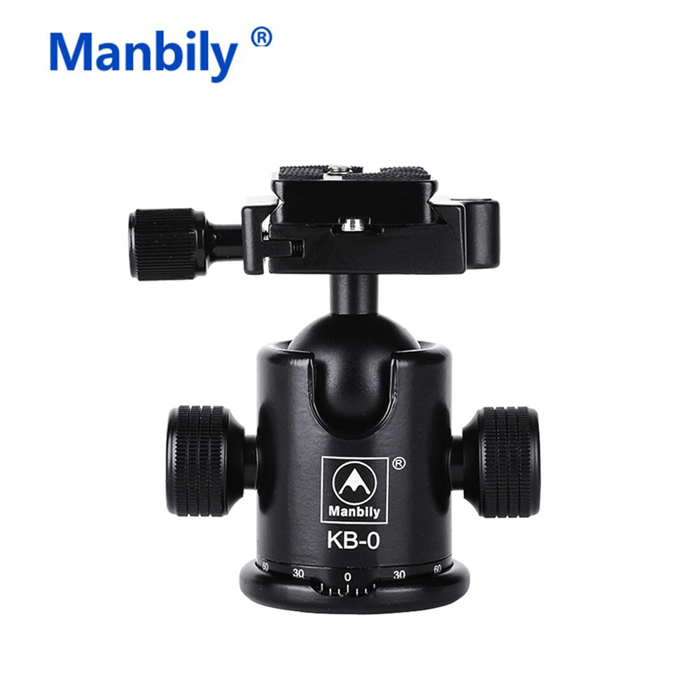 Manbily KB-0 Camera Statief Bal Hoofd Aluminium Balhoofd Panoramisch Hoofd Sliding Rail Hoofd W 2 Ingebouwde Waterpassen DSLR Schieten
