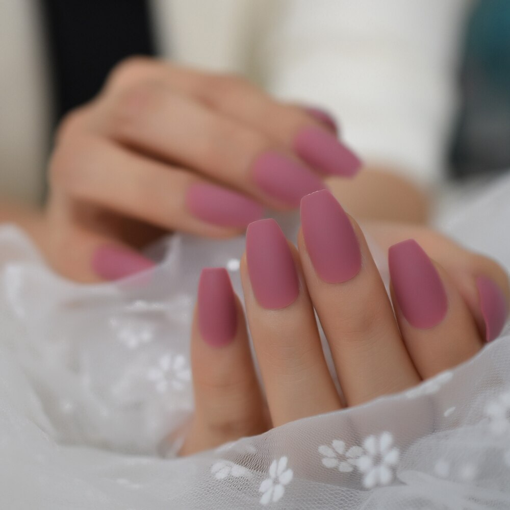 Bianco puro Glassata Opaca Bara ballerina Presse su facile Da Donne di Usura Falso Falso Unghie Finte per la Casa Ufficio con Adesivo nastro: L5528