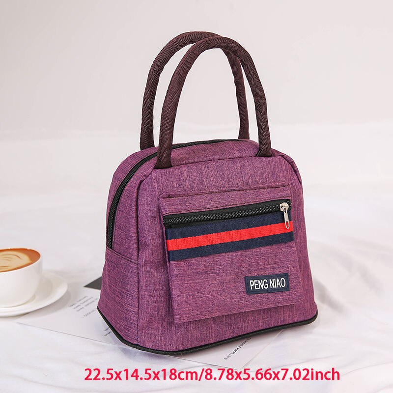 Przenośna torba na Lunch biuro kobiety jedzenie torebka termoizolacyjna Kid Bento termiczna torebka piknik na świeżym powietrzu przekąska napój owocowy zachowaj świeży futerał: B Purple