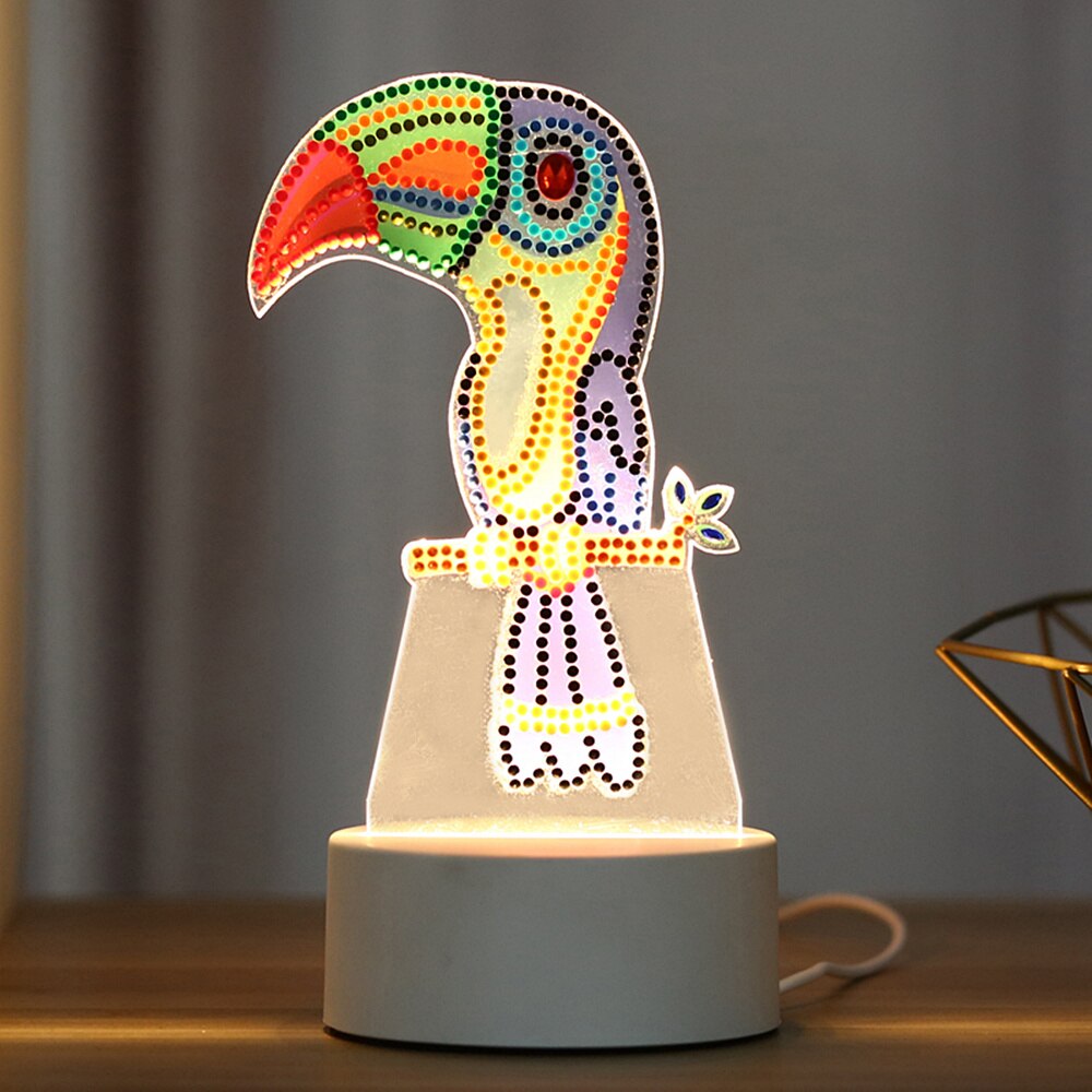 5D Diamond Painting LED Night Lamp Decorate Desk Light Cartoon Animal Jellyfish Picture Rhinestones Handmade Craft: Navy Blue