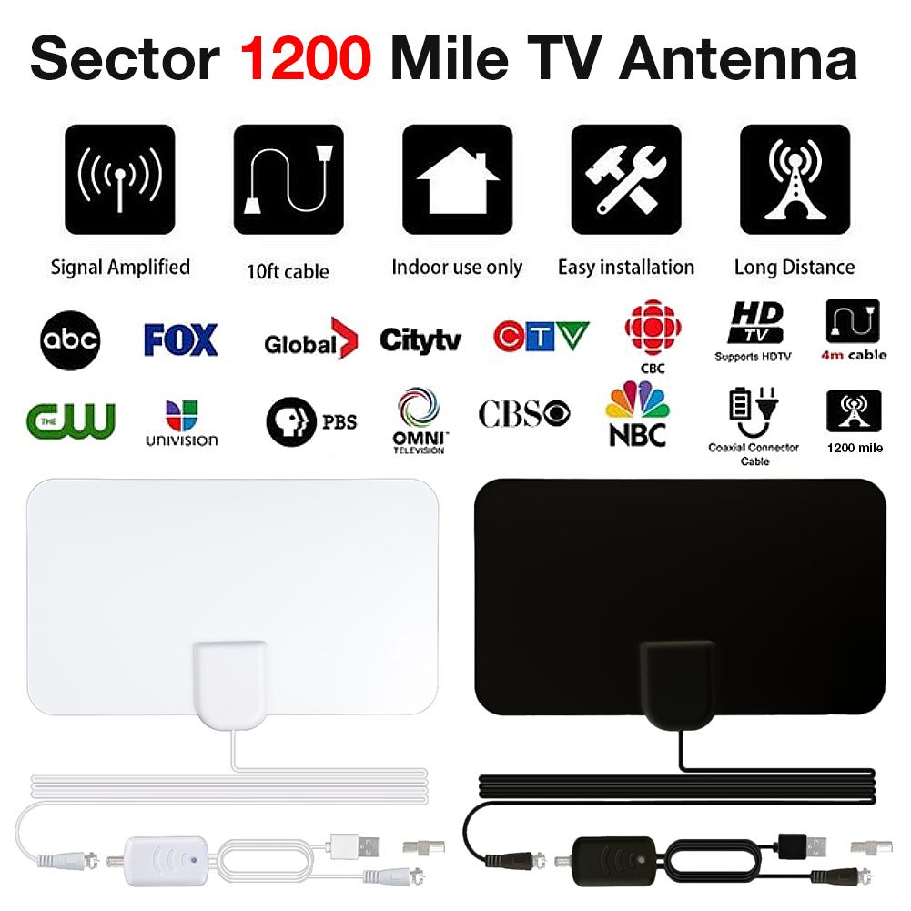 1200 Miles 1080P Indoor Digital TV Antenna Signal Receiver With Amplifier Signal Booster Radius Surf Fox HD Mini Antennas Aerial