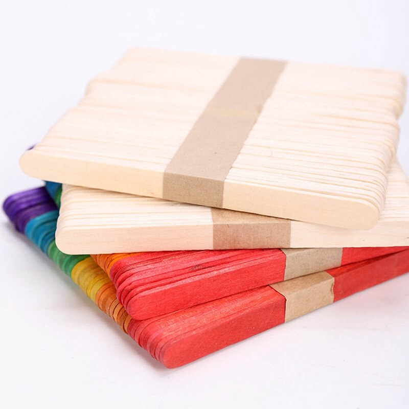 50Pcs/Set Popsicle Sticks Natural Wooden Pop Popsicle Sticks Wood Craft Ice Cream Sticks Popsicl Accesorios