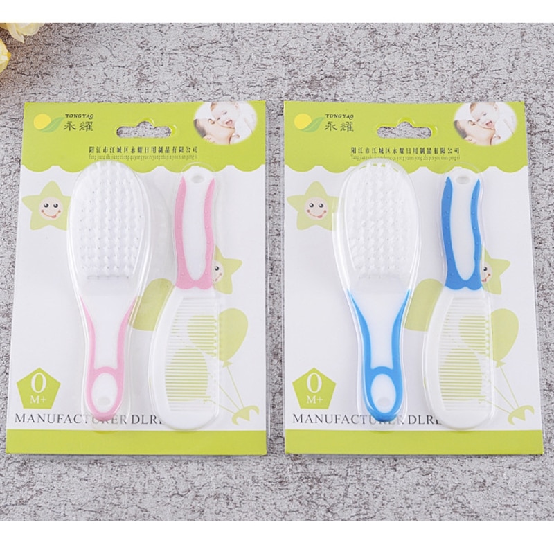 Baby Loves 2pcs Portable Soft Newborn Baby Hair Brush Comb Hairbrush Sets Head Massager