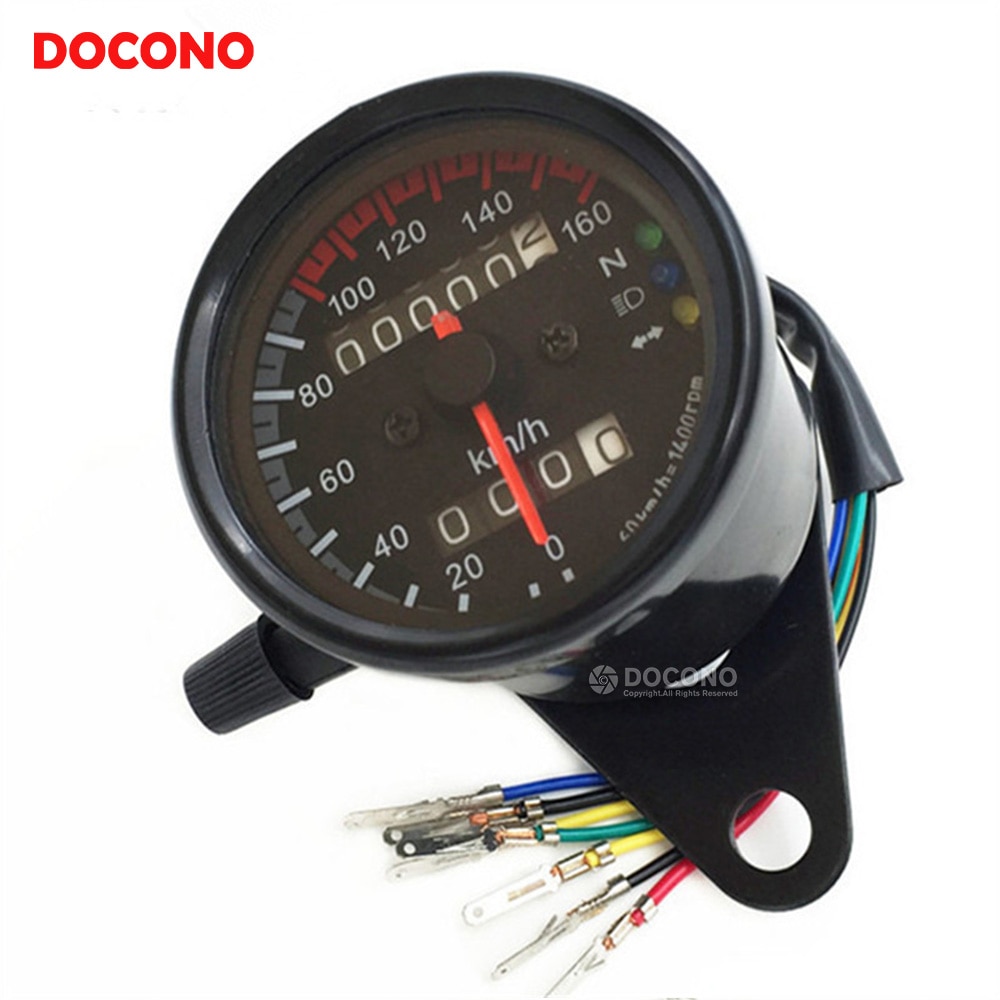 Universele Motorfiets Snelheidsmeter Kilometerteller 12V Motorfiets Dual Speed Meter Met Led Indicator Snelheidsmeter Motorfiets